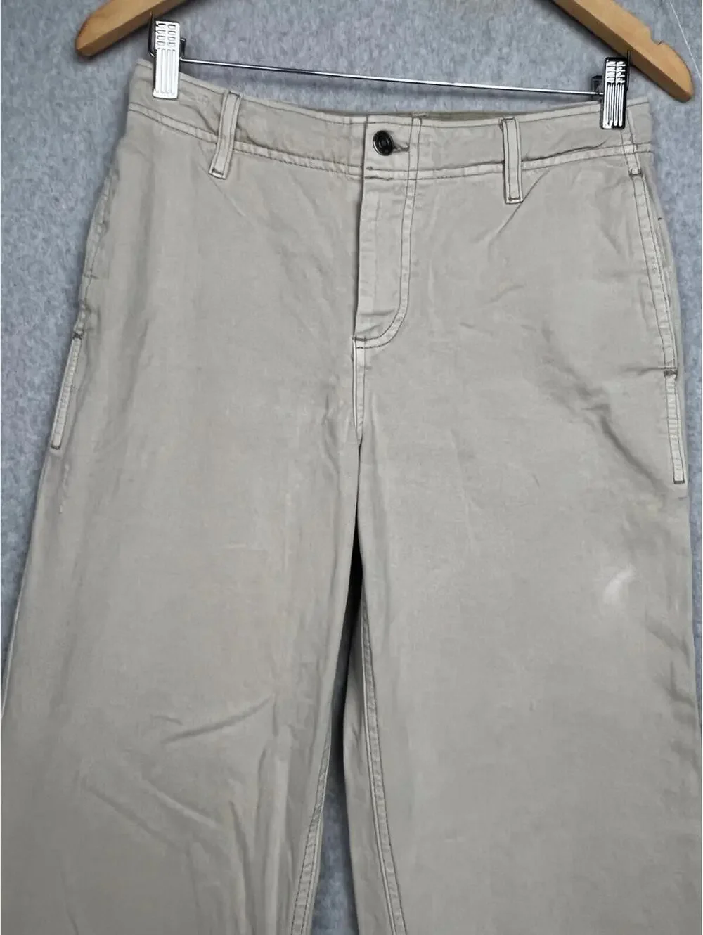 Free People Wide Leg Boyfriend Chino Jeans Womens 26 Relaxed Cream Casual
